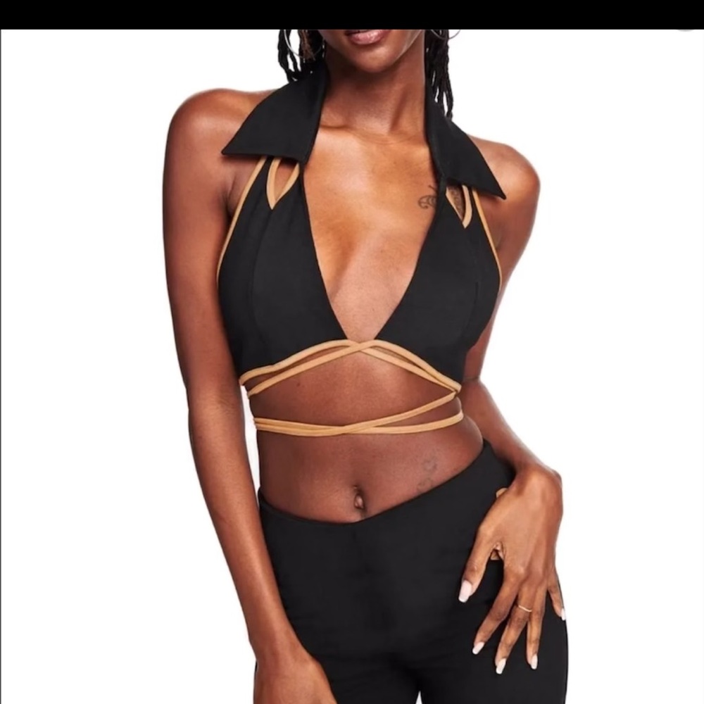I.AM.GIA black and tan crop top